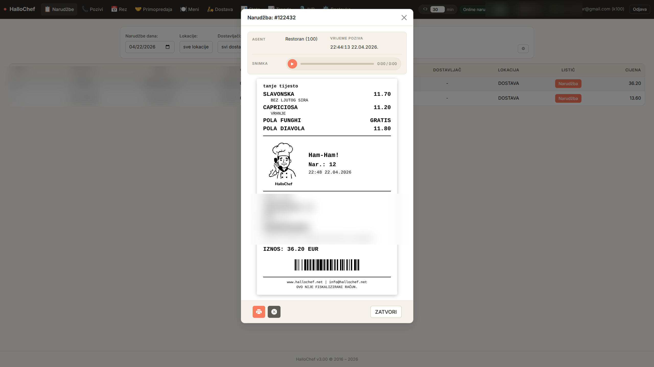 Termalni ispis u kuhinju