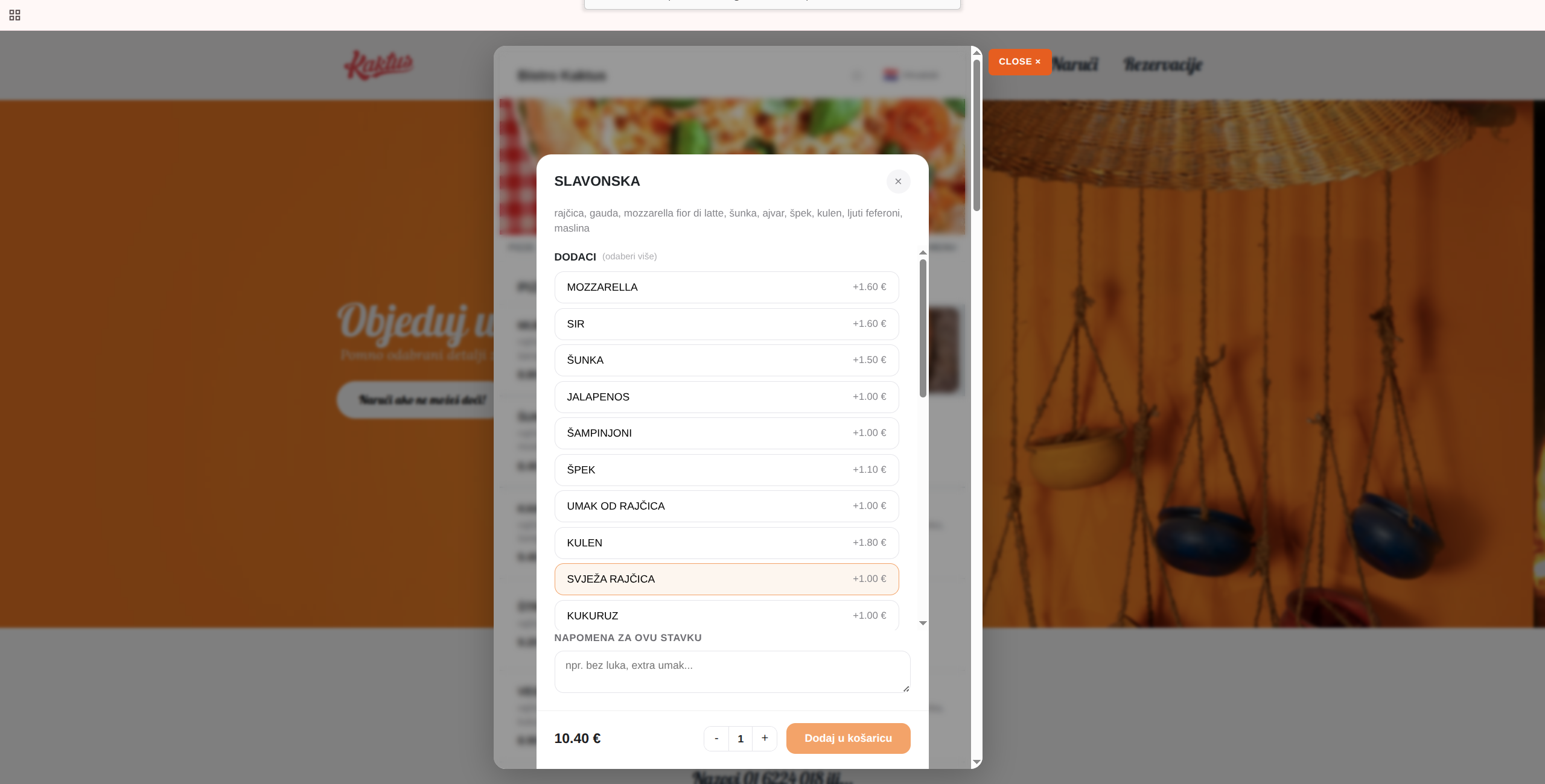 Detalj artikla s dodacima