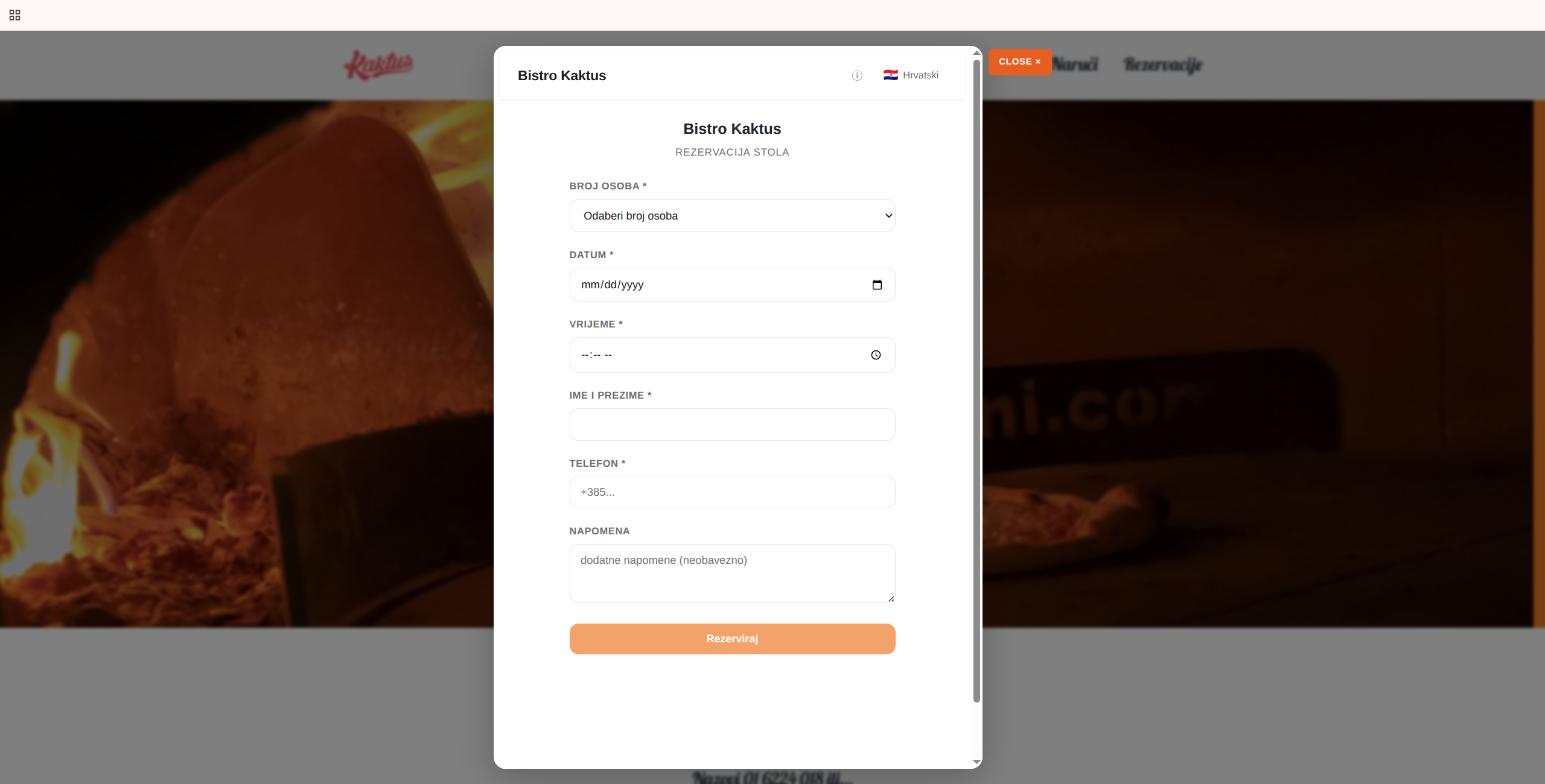Online rezervacija stola